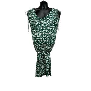 Michael Kors Green White Midi Dress Size L 
ResortWear, Layer, Fall Transitional